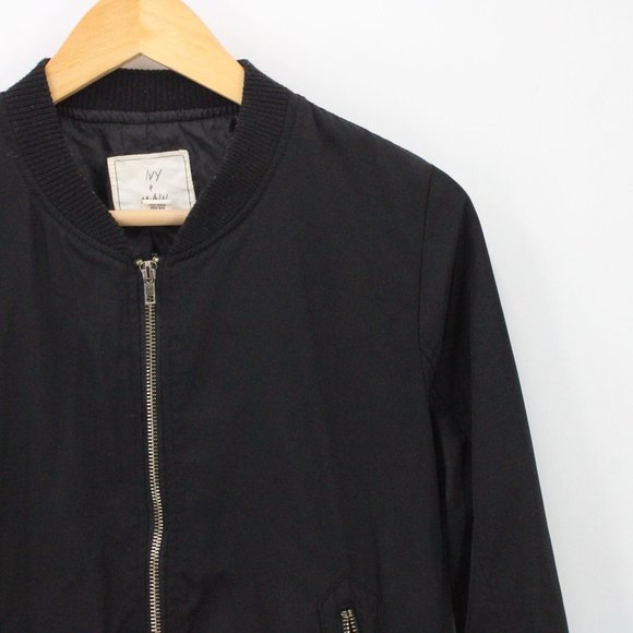 Ivy Main Bomber Jacket Womens Black Full Zip Lightweight Pocket Fronts Small S - Picture 2 of 9